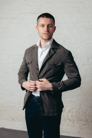 Olive Green Mens Safari Jacket