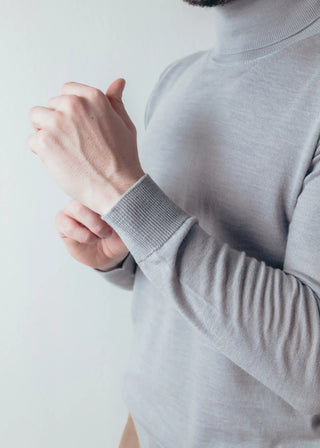 Light Grey Merino Wool Roll Neck Sweater