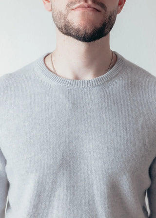 Light Grey Pure Cashmere Crew Neck Sweater