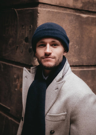 Navy Blue Pure Cashmere Hat