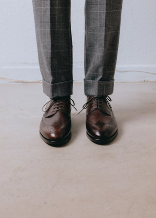 Double Breasted Loro Piana Wool Grey Check Suit 2 piece