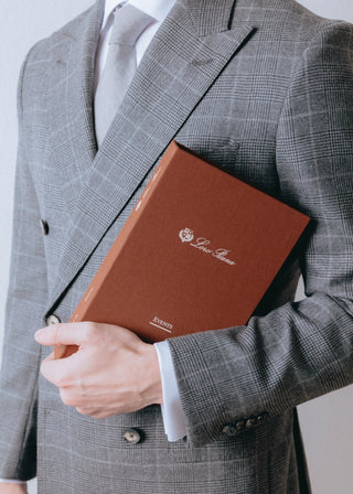 Double Breasted Loro Piana Wool Grey Check Suit 2 piece