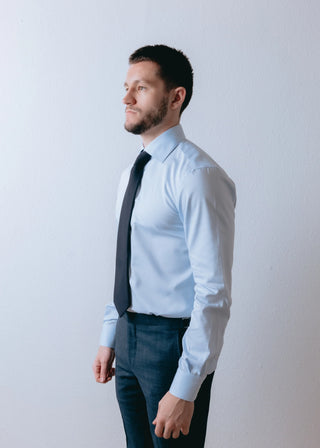 Sky Blue Button Cuff Twill Shirt