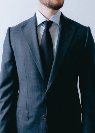 Navy Check Mens Three Piece Suit