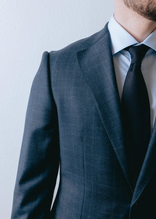 Navy Check Mens Three Piece Suit