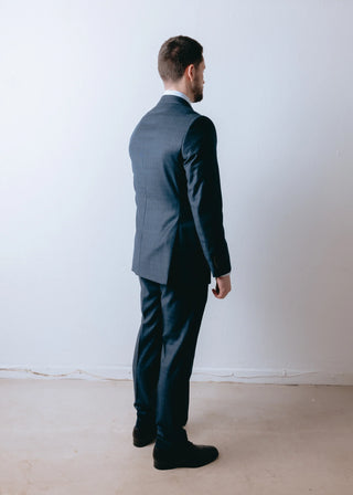 Navy Check Mens Three Piece Suit