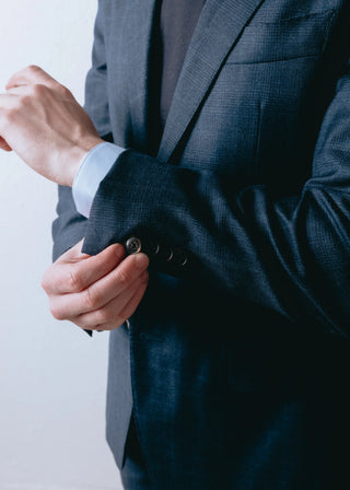 Navy Check Mens Three Piece Suit