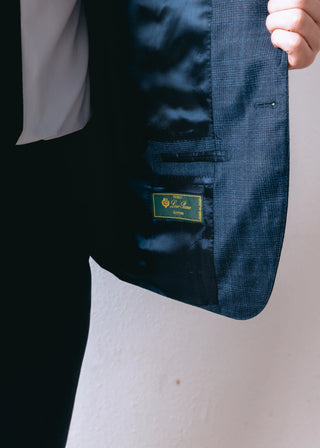 Navy Check Mens Three Piece Suit