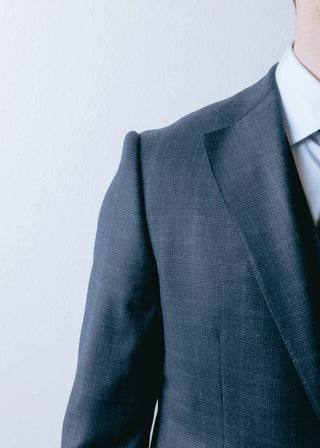 Navy Check Mens Three Piece Suit