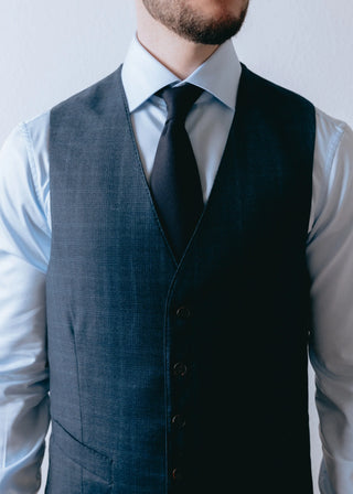 Navy Check Mens Three Piece Suit