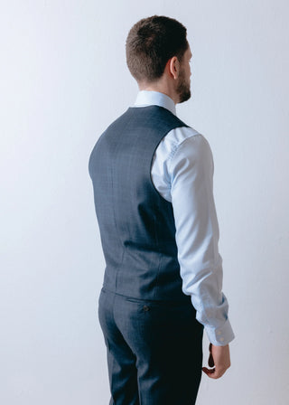 Navy Check Mens Three Piece Suit