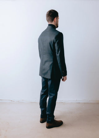 Loro Piana Green & Navy Silk & Wool Checked Jacket