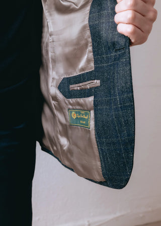 Loro Piana Green & Navy Silk & Wool Checked Jacket