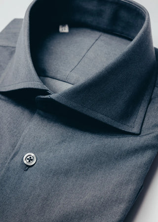 Charcoal Button Cuff Twill Shirt