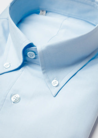 Sky Blue Cotton Long Sleeve Polo