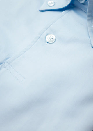 Sky Blue Cotton Long Sleeve Polo