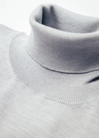 Light Grey Merino Wool Roll Neck Sweater