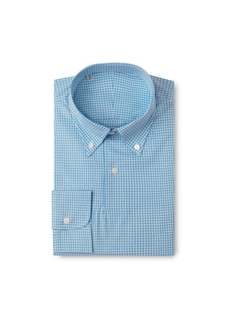 Sky Blue Check Long Sleeve Polo