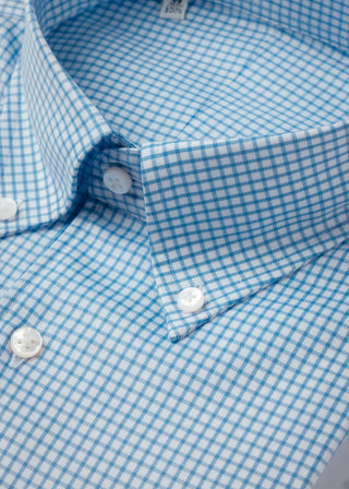 Sky Blue Check Long Sleeve Polo