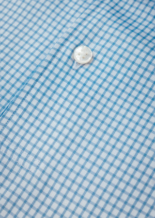 Sky Blue Check Long Sleeve Polo