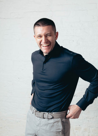 Navy Pique Long Sleeve Polo