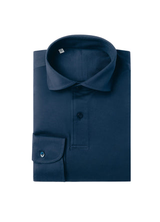 Navy Pique Long Sleeve Polo