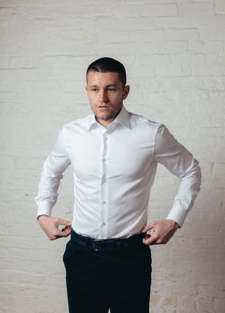 White Twill Shirt Button Cuff