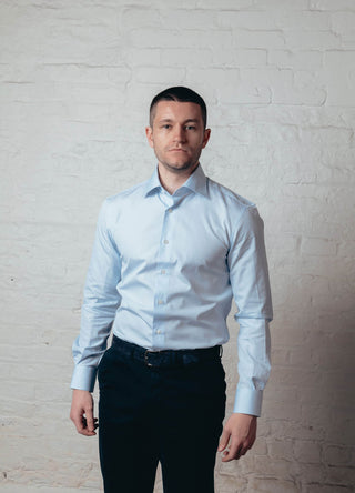 Sky Blue End-on-end Cotton Shirt