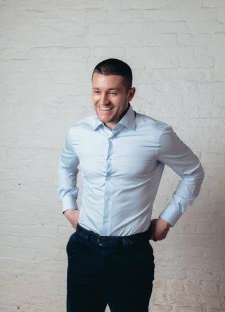 Sky Blue End-on-end Cotton Shirt