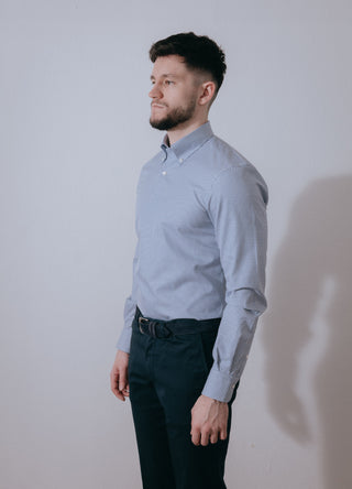 Navy Check Long Sleeve Polo