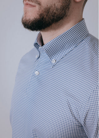 Navy Check Long Sleeve Polo