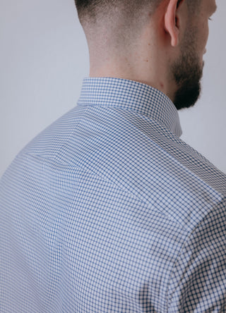Navy Check Long Sleeve Polo