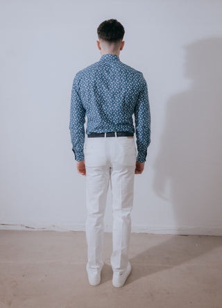 White Lightweight Cotton Washed Trousers
