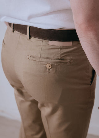 Sand Lightweight Cotton Washed Trousers