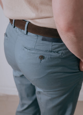 Sky Blue Lightweight Cotton Washed Trousers