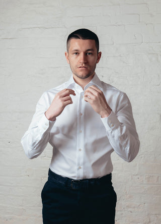 White Poplin Shirt Button Cuff