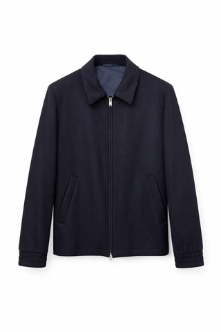 Virgin Wool Bomber Jacket - Navy