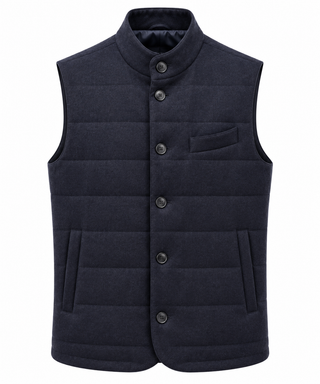 Navy Flannel Quilted Gilet