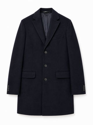 Navy Wool Cashmere Overcoat