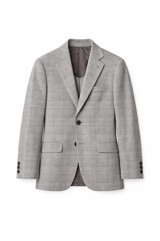Grey & White Overcheck Jacket – 100% Cerruti Wool