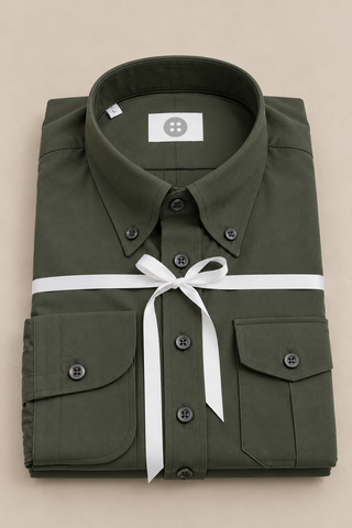 Khaki Green Utility Two Pocket Overshirt