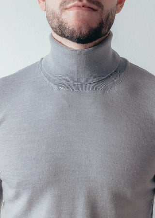 Light Grey Merino Wool Roll Neck Sweater