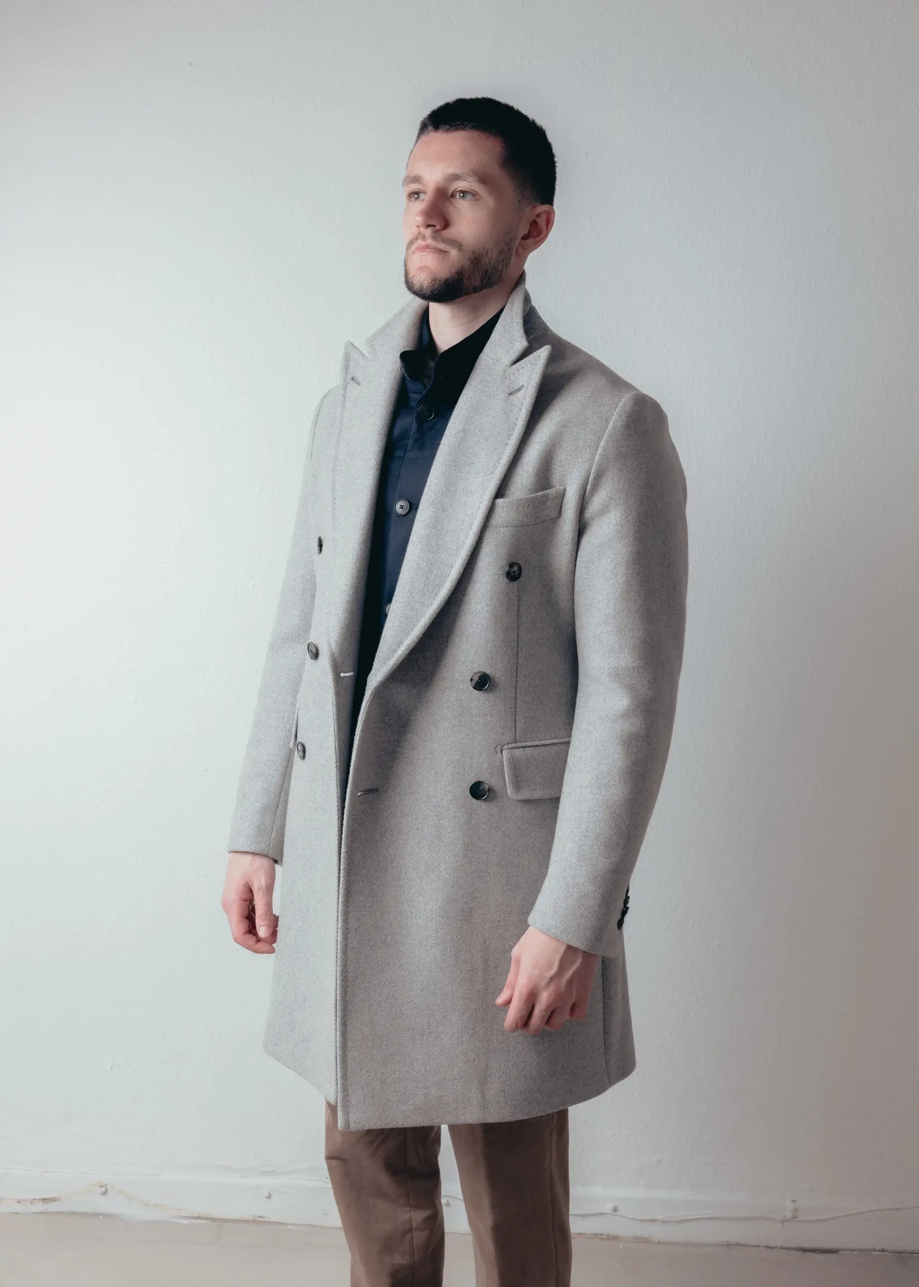 Light Grey Wool Cashmere Overcoat