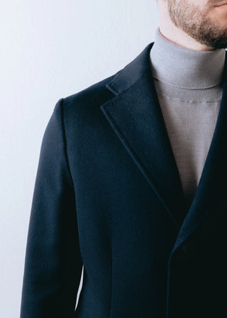 Blue Wool & Cashmere Overcoat
