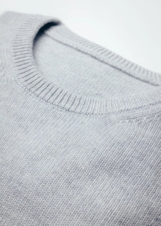 Light Grey Pure Cashmere Crew Neck Sweater