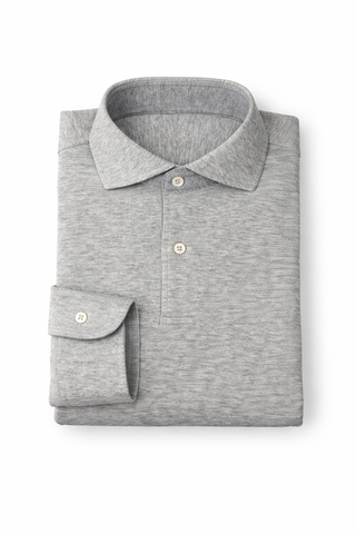 Mid Grey Long Sleeve Polo