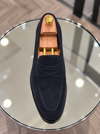 Navy Suede Penny Loafer