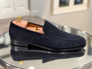 Navy Suede Penny Loafer