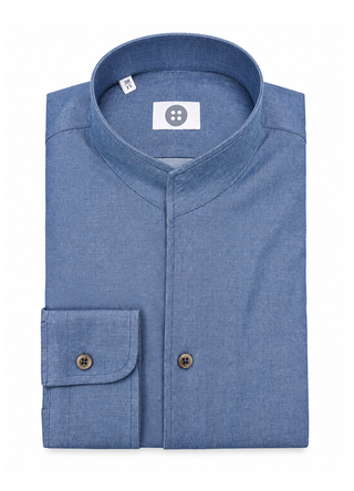 Nehru Collar Denim Shirt – Single Button Cuff