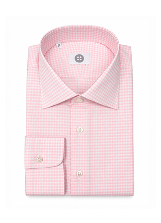 Pink Gingham Twill Shirt – Single Button Cuff